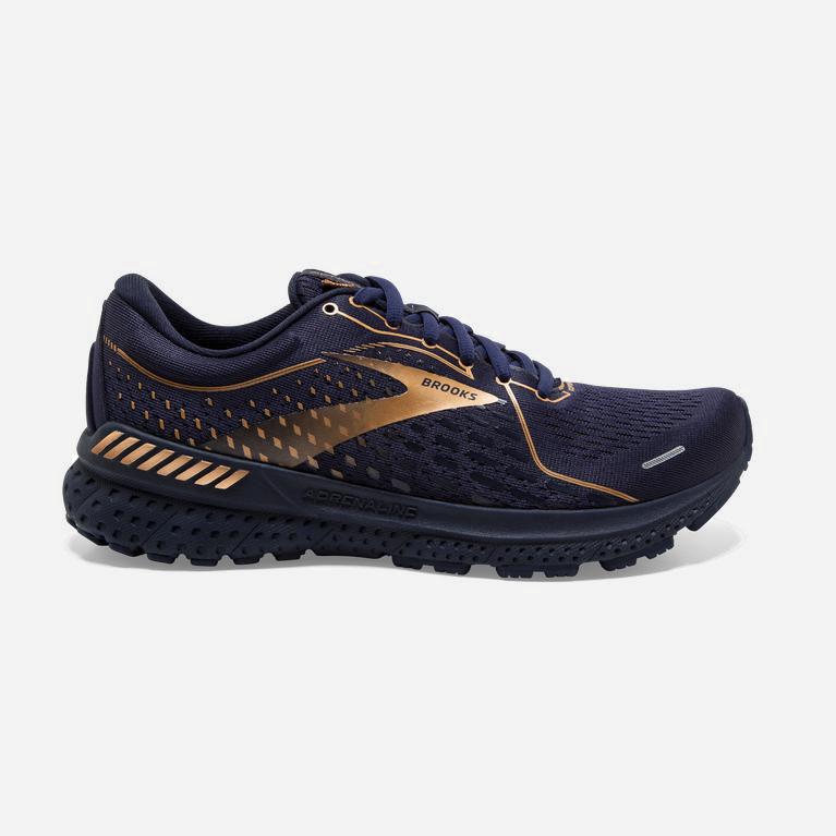 Brooks Adrenaline Gts 21 Road Løpesko Dame Tilbud - Marineblå/Svart/Kopper - Norge (KSD087342)